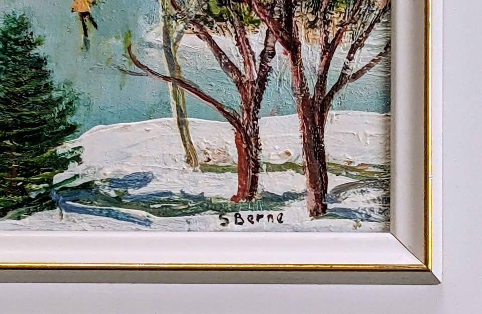 Sydney Berne Oil Painting of Skaters on Echo Lake  - Canadian Art