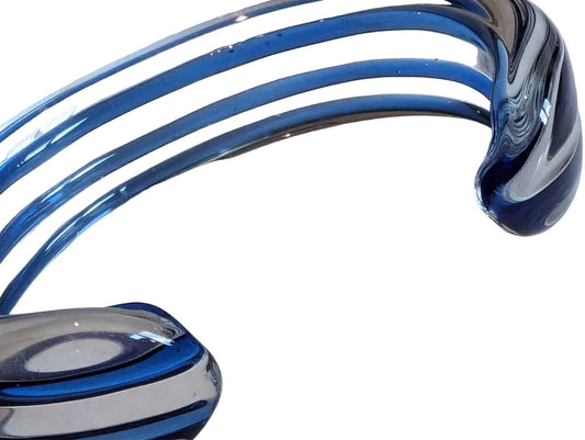 VTG Blown Glass Cuff Bracelet with Blue Stripes