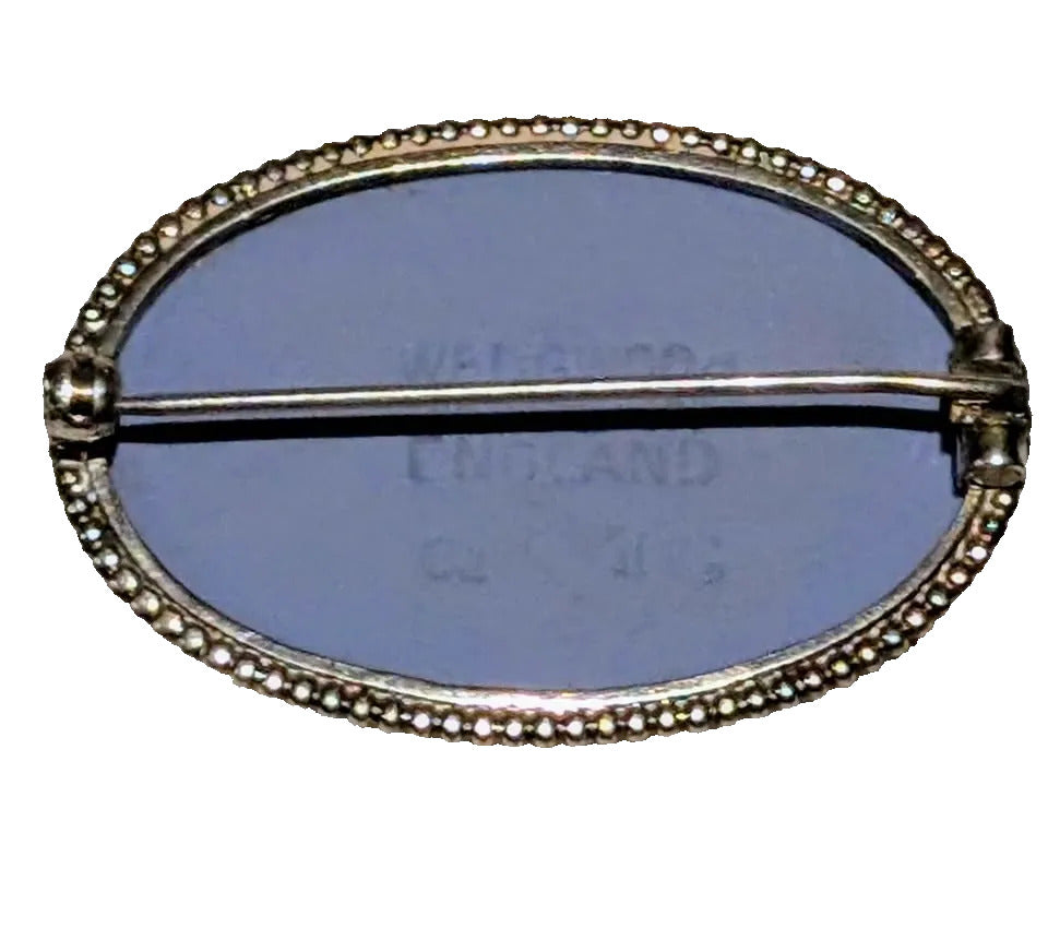 VTG Sterling Wedgewood Blue Jasperware Brooch
