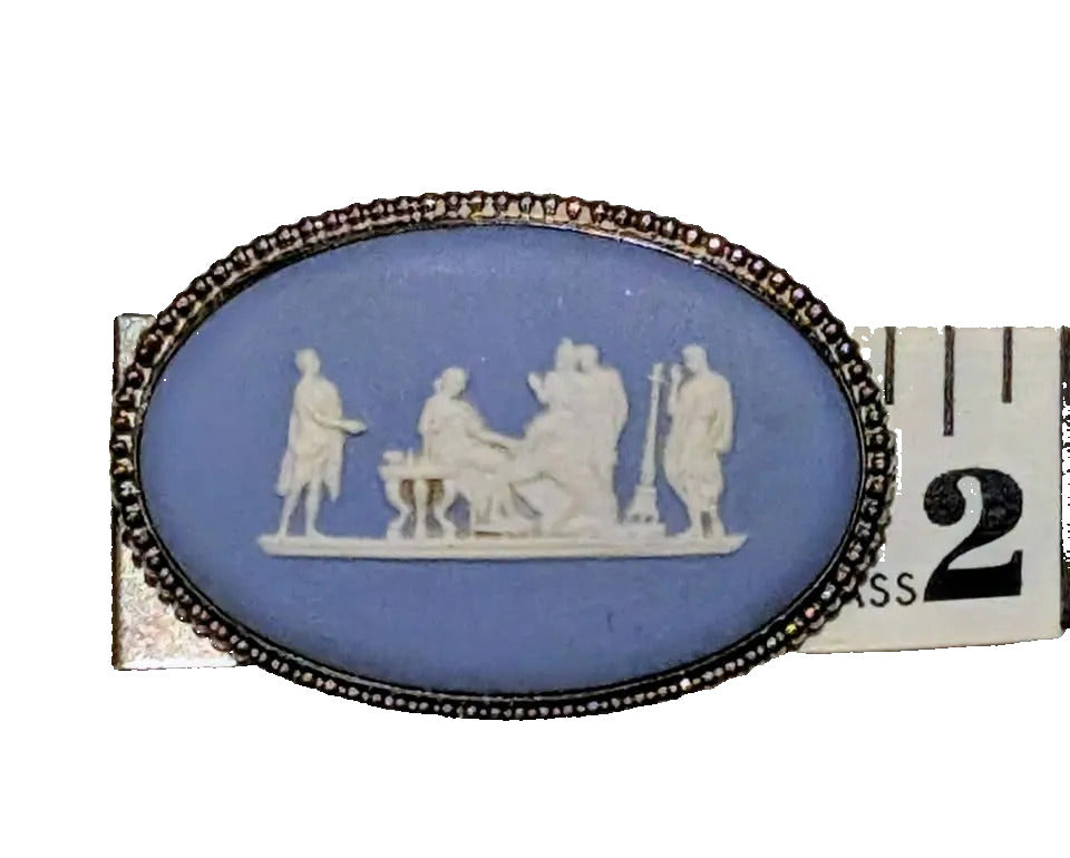 VTG Sterling Wedgewood Blue Jasperware Brooch