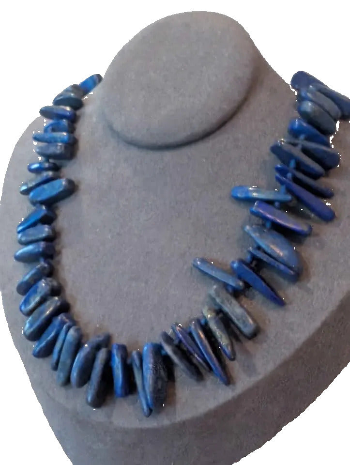Vintage Assymetrical Lapis Lazuli Stone Necklace