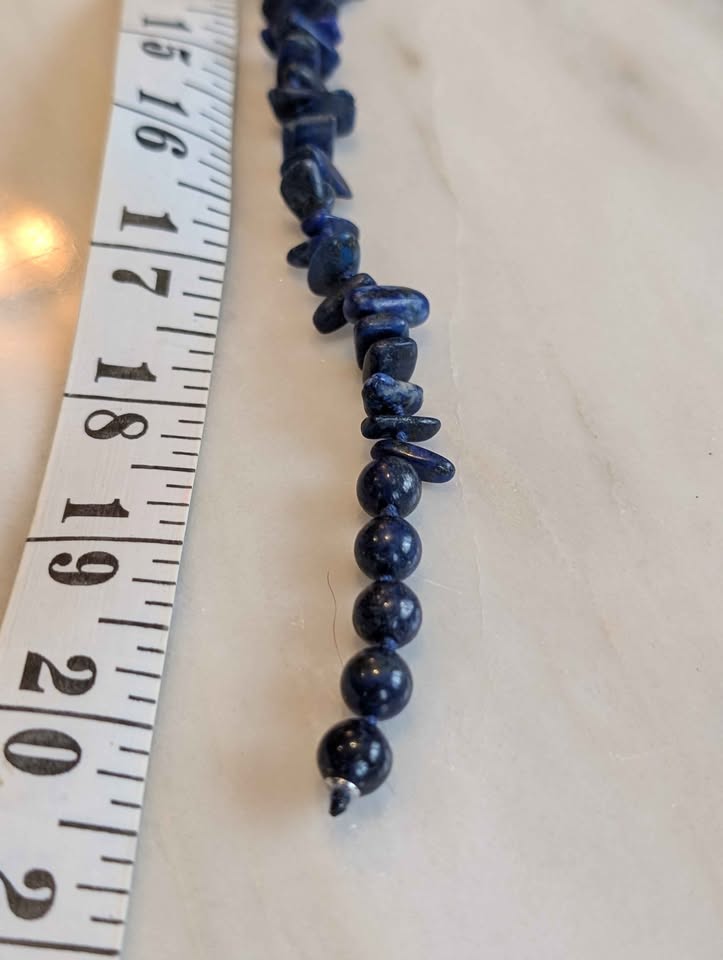 Vintage Assymetrical Lapis Lazuli Stone Necklace