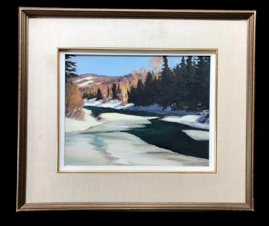 Bruce Heggtveit, "Spring Laurentians". Oil Painting Winter Landscape Quebec Art