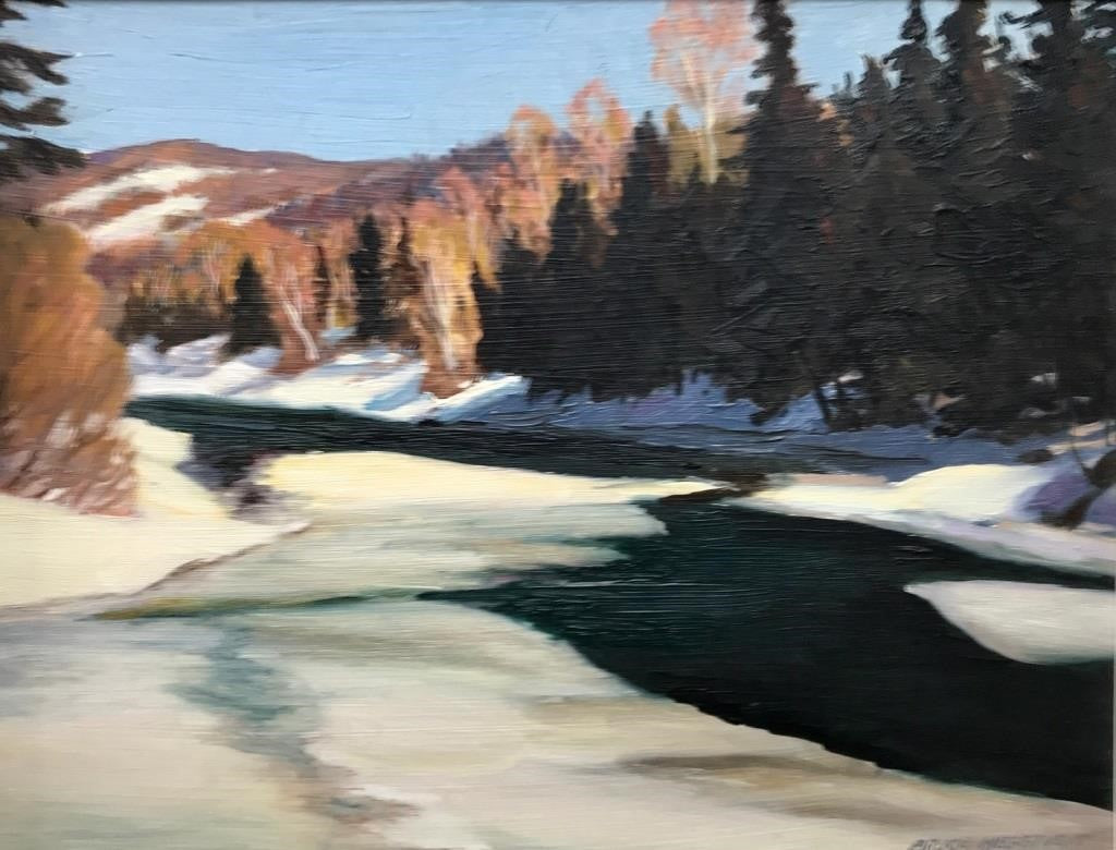 Bruce Heggtveit, "Spring Laurentians". Oil Painting Winter Landscape Quebec Art