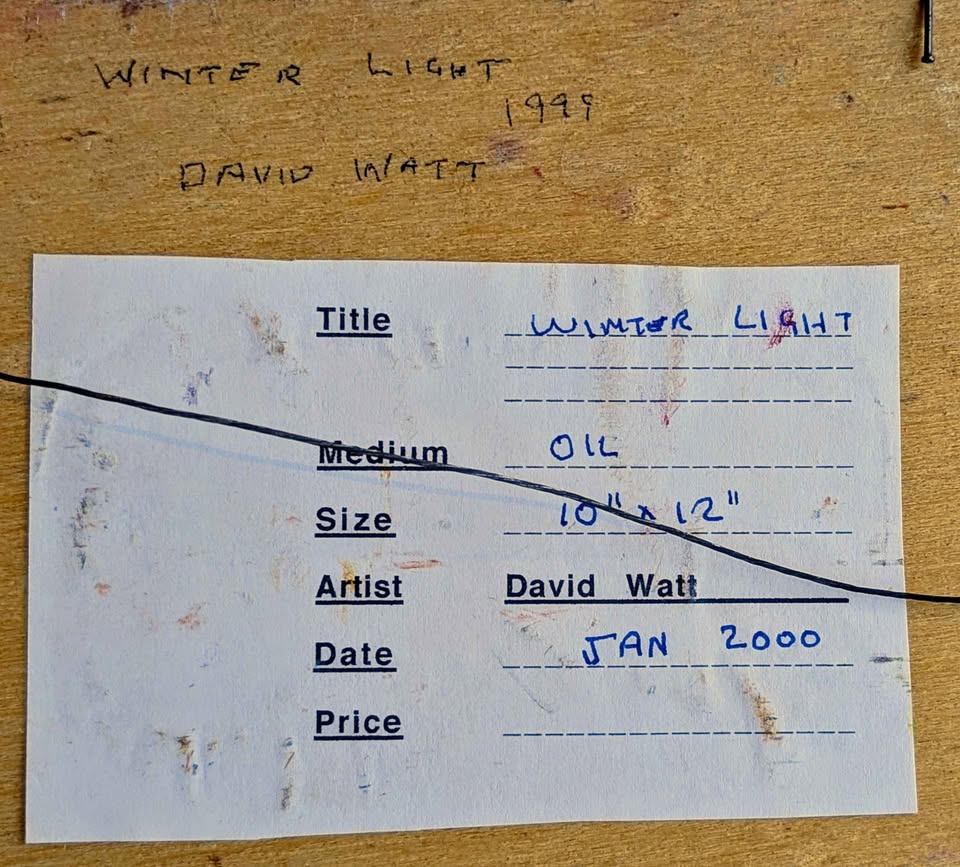 David Watt Original Oil Painting, "Winter Light" - Canadian Art