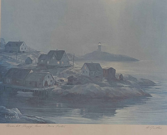 "Moonlit Peggy's Cove", William Degarthe Signed Seascape Print - Canadian Art