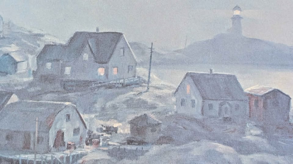 "Moonlit Peggy's Cove", William Degarthe Signed Seascape Print - Canadian Art