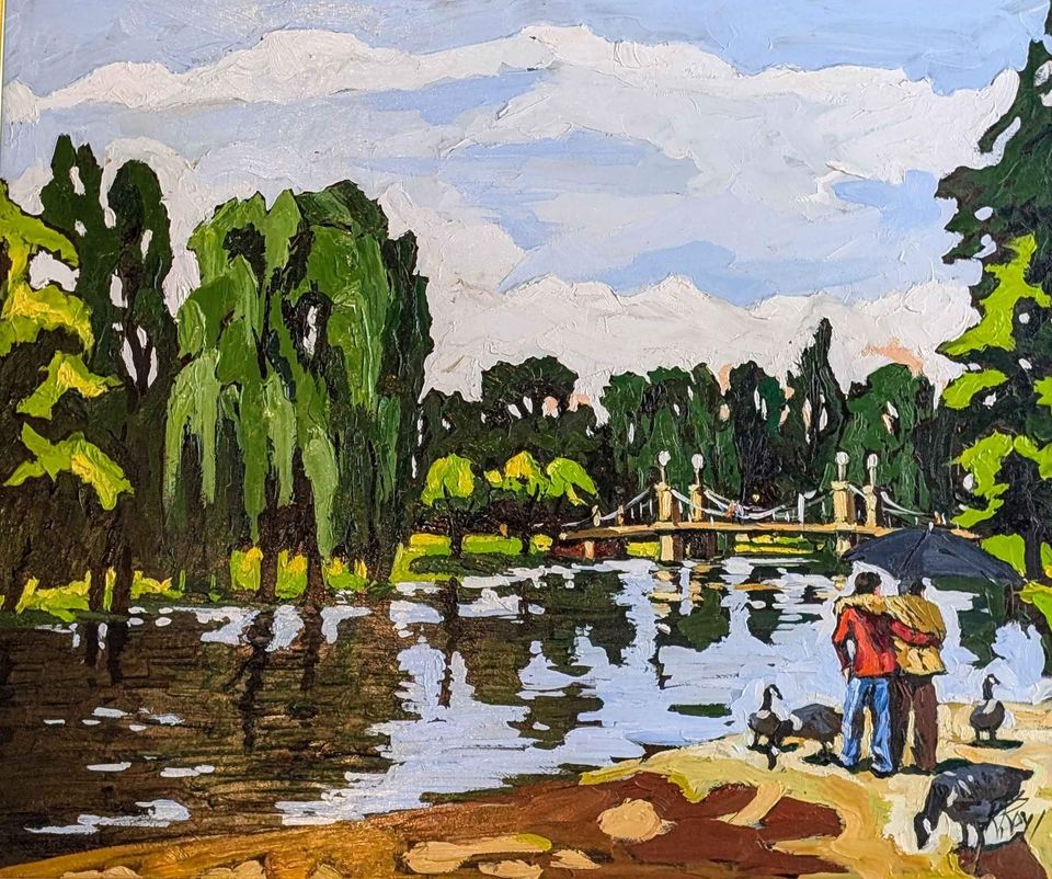 Robert Roy, Oil Painting "Oiseaux Sauvages au Centreville" - Quebec/Candian Art