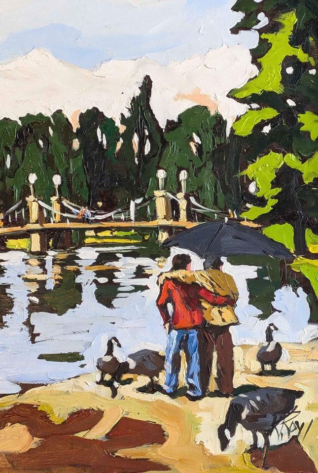 Robert Roy, Oil Painting "Oiseaux Sauvages au Centreville" - Quebec/Candian Art