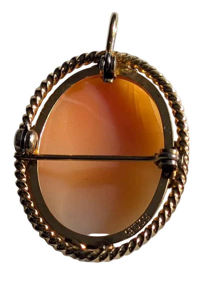 VTG Gold Filled Pink Cameo Pendant Brooch