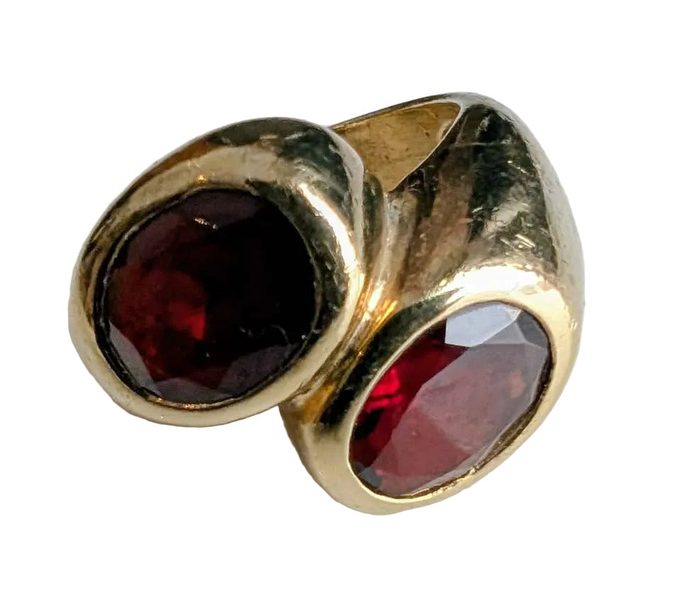 Vintage gold plated garnet ring, size 6.25