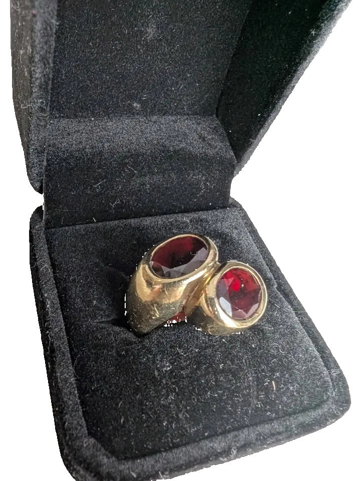Vintage gold plated garnet ring, size 6.25