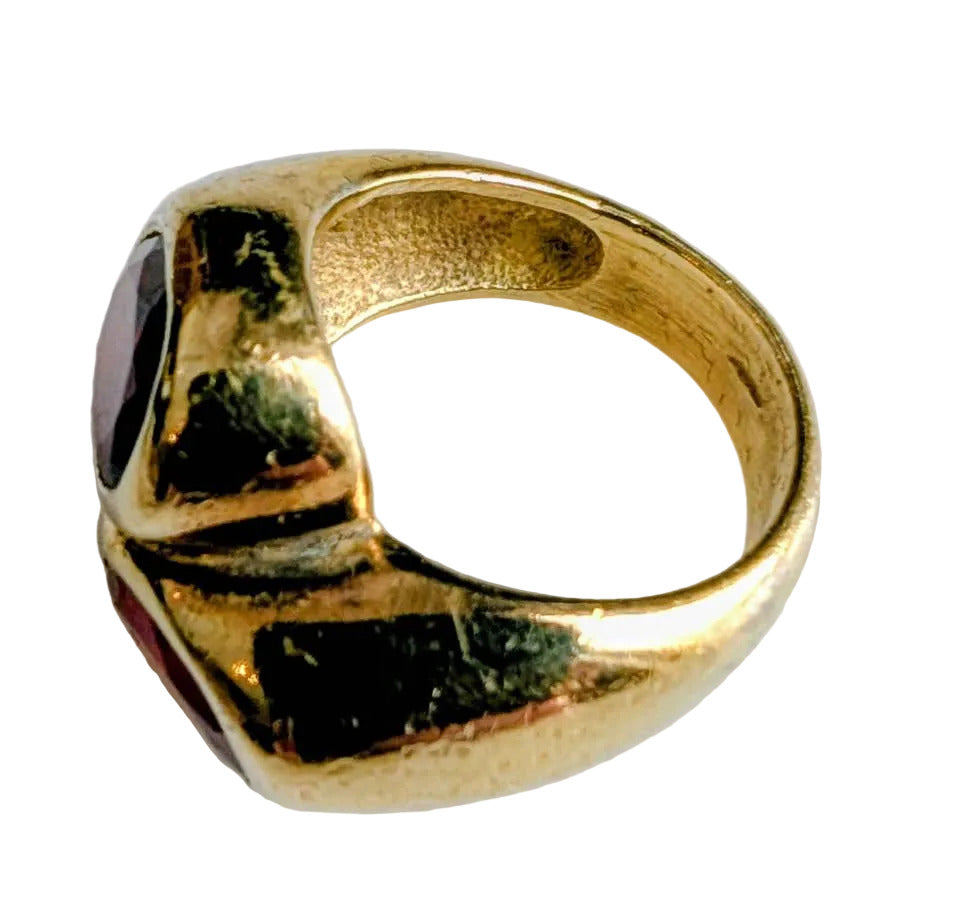 Vintage gold plated garnet ring, size 6.25
