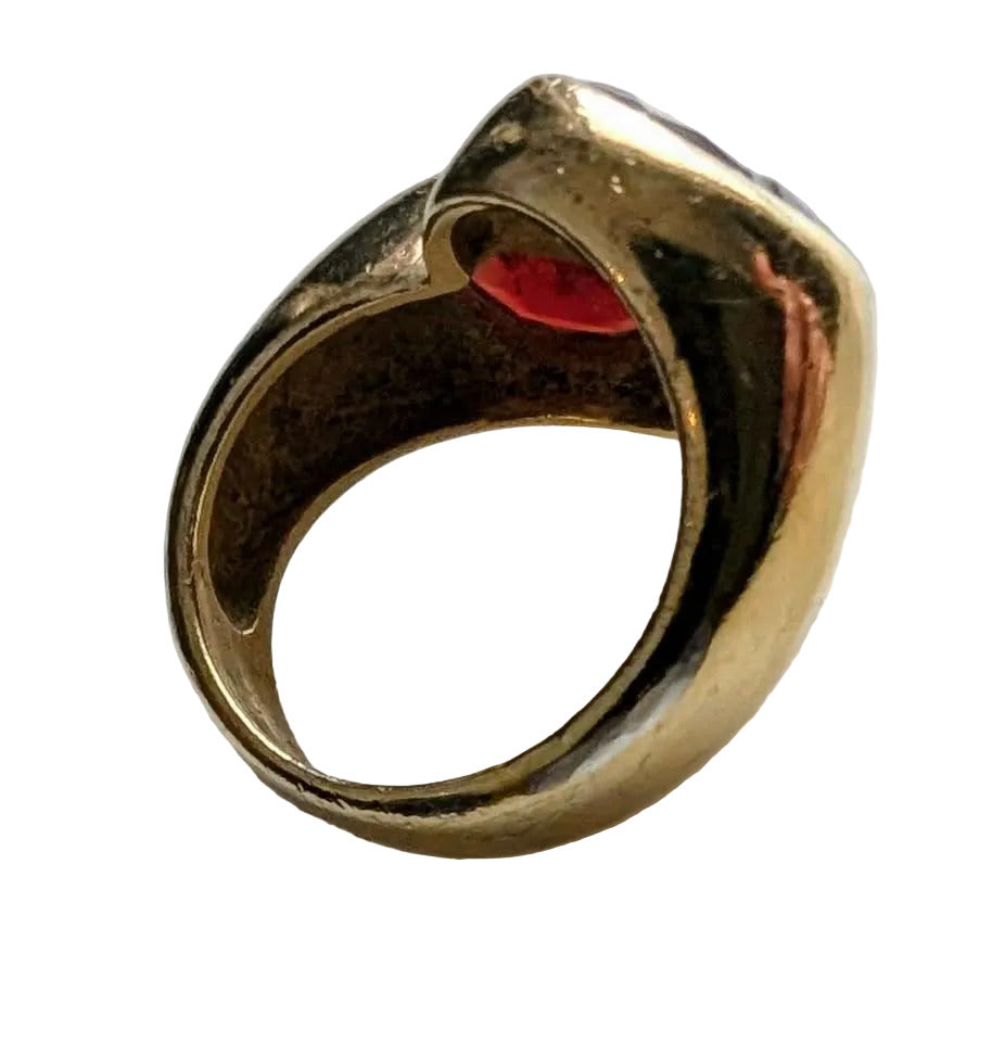 Vintage gold plated garnet ring, size 6.25