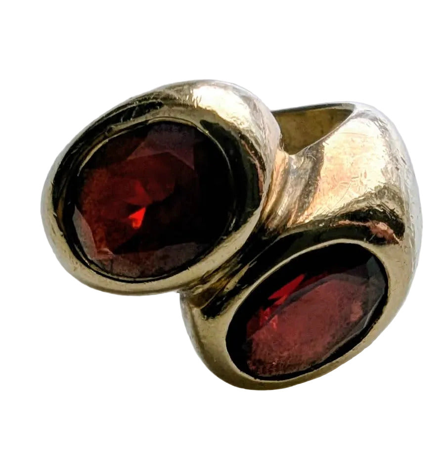 Vintage gold plated garnet ring, size 6.25