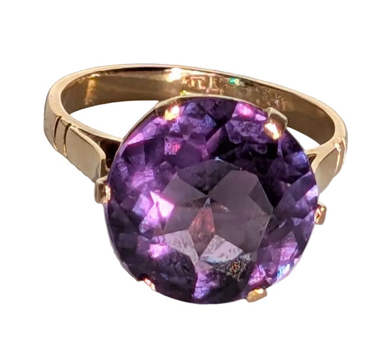 VTG Purple Corundum Ring in 14K Gold Size 4.5