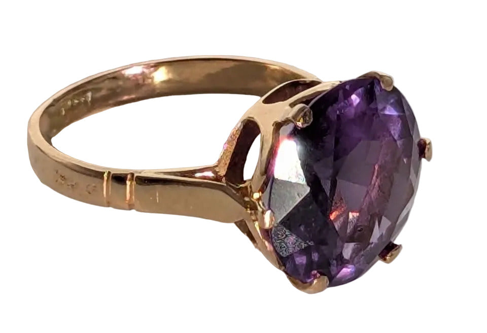 VTG Purple Corundum Ring in 14K Gold Size 4.5
