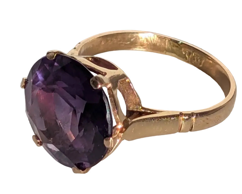 VTG Purple Corundum Ring in 14K Gold Size 4.5