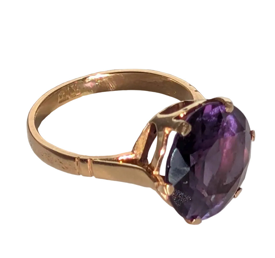 VTG Purple Corundum Ring in 14K Gold Size 4.5