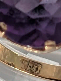 VTG Purple Corundum Ring in 14K Gold Size 4.5