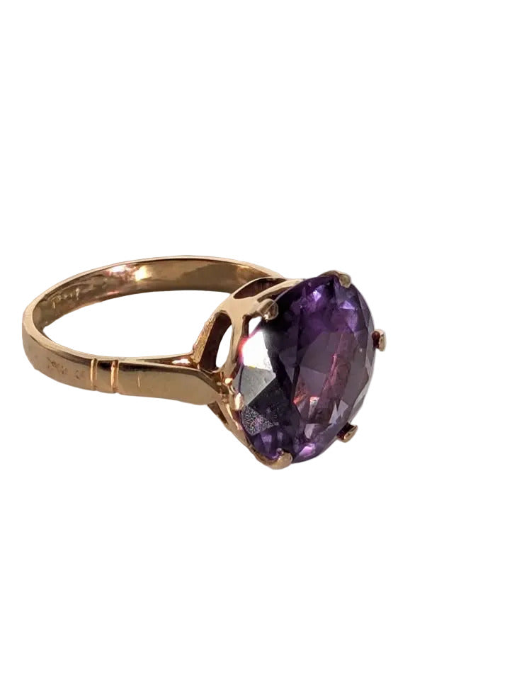 VTG Purple Corundum Ring in 14K Gold Size 4.5