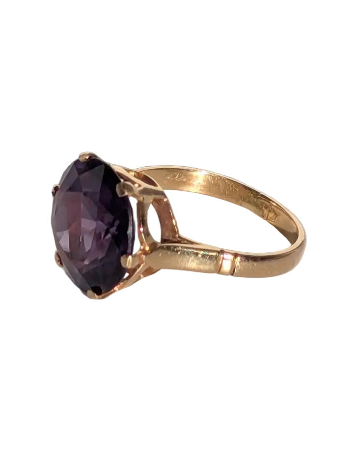 VTG Purple Corundum Ring in 14K Gold Size 4.5