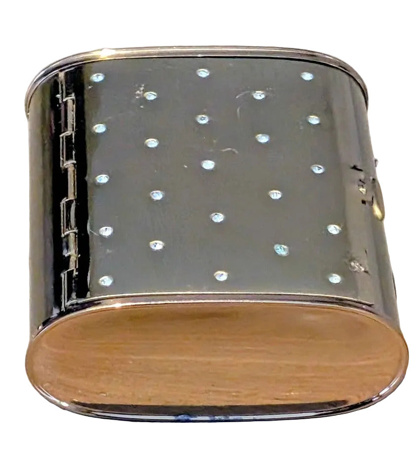 VTG Gold Tone Powder Compact with Clear Rhinestones