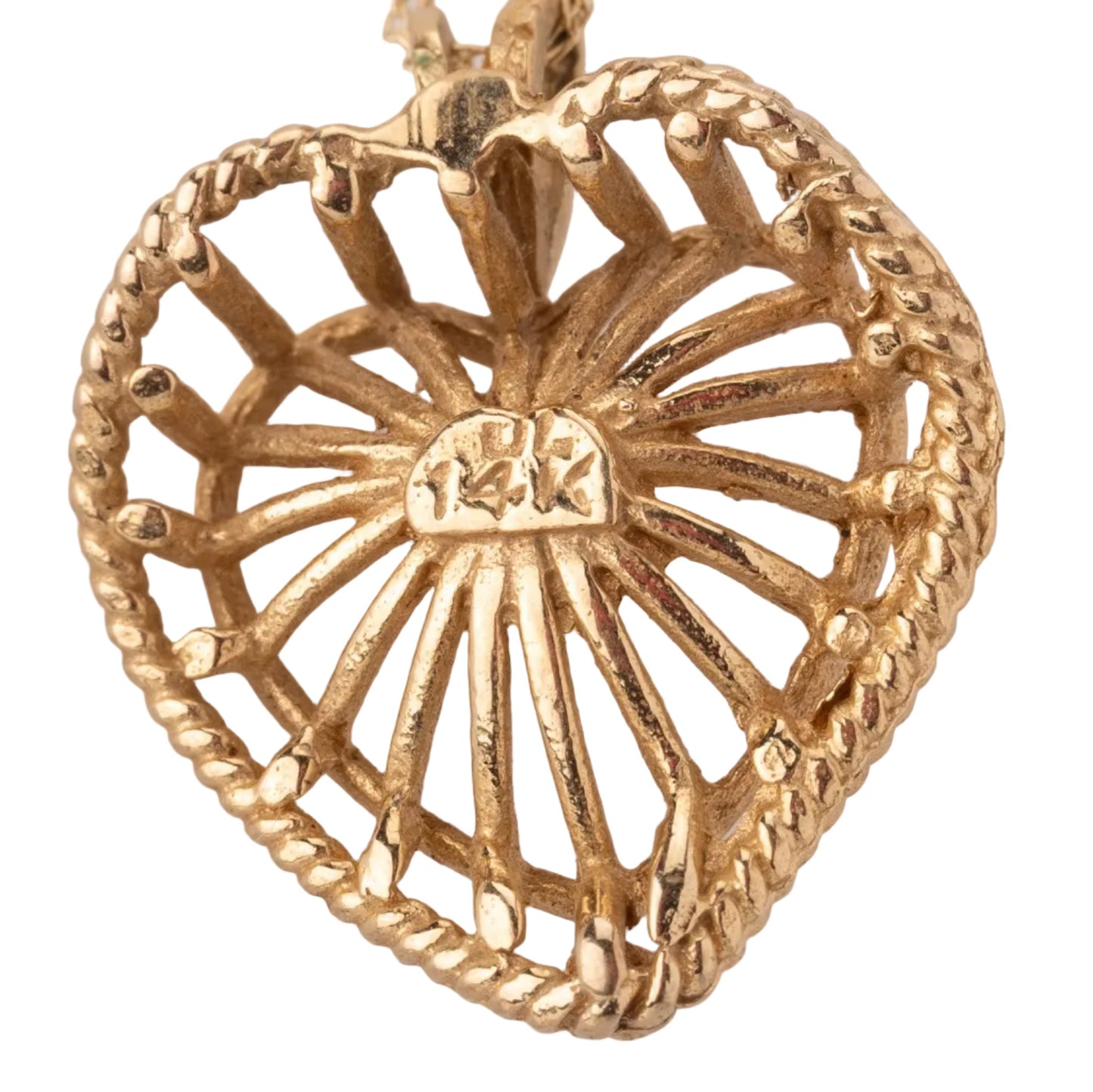 14K Yellow Gold & Pearl Heart Shaped Pendant Necklace