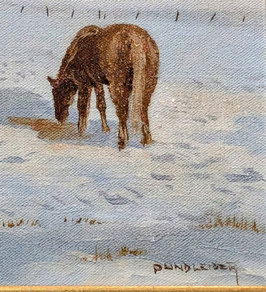Heinz Pundlier Oil Painting, "Our Horses on Winter Pasture"