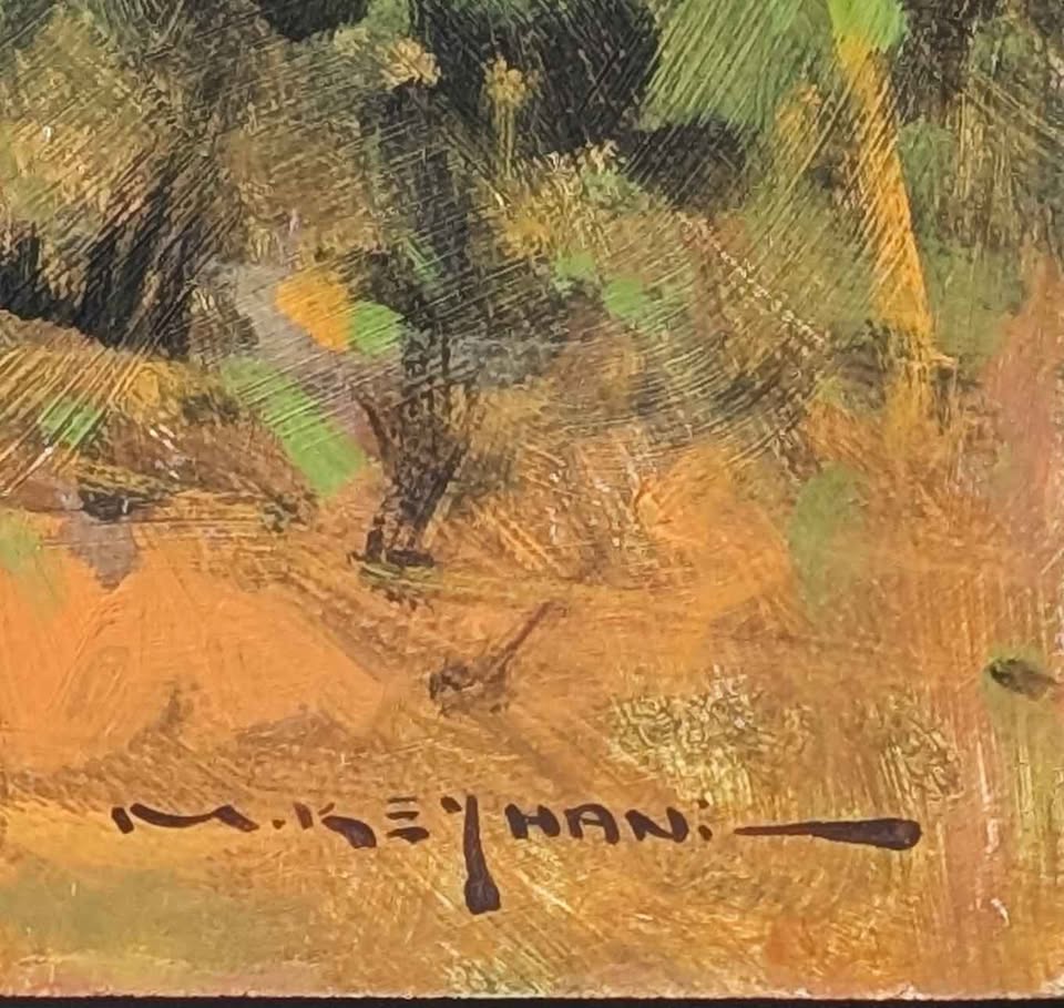 Mostafa Keyhani Original Oil Painting, Autumn Cottages - Iranian Canadian Artist