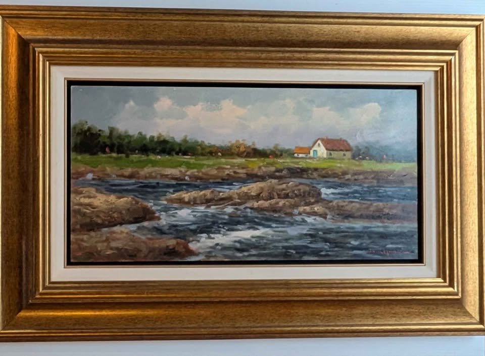 Mostafa Keyhani, Original Oil Painting of Seaside Cottage