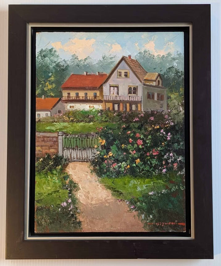 Mostafa Keyhani Original Oil Painting, Gated Garden Estate
