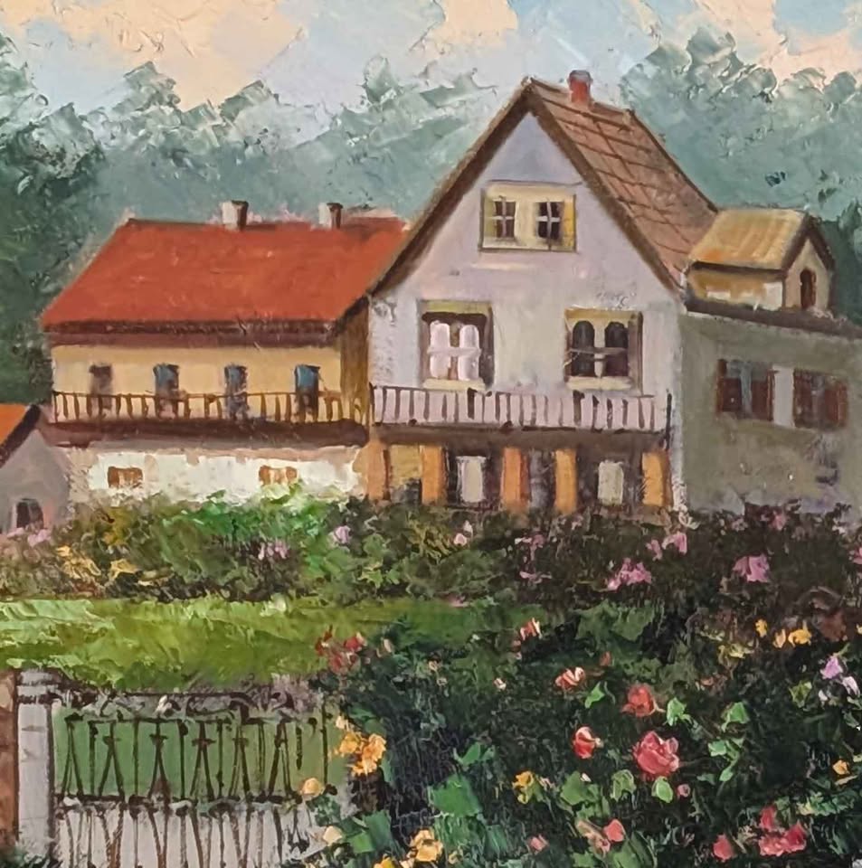 Mostafa Keyhani Original Oil Painting, Gated Garden Estate