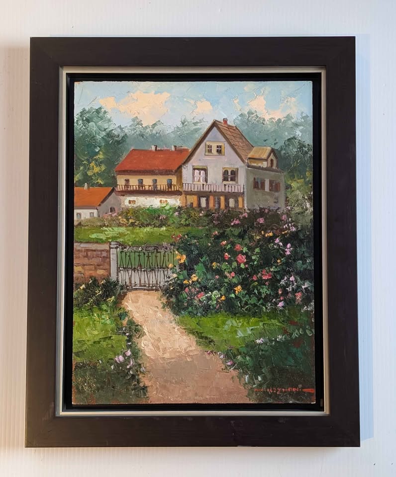Mostafa Keyhani Original Oil Painting, Gated Garden Estate