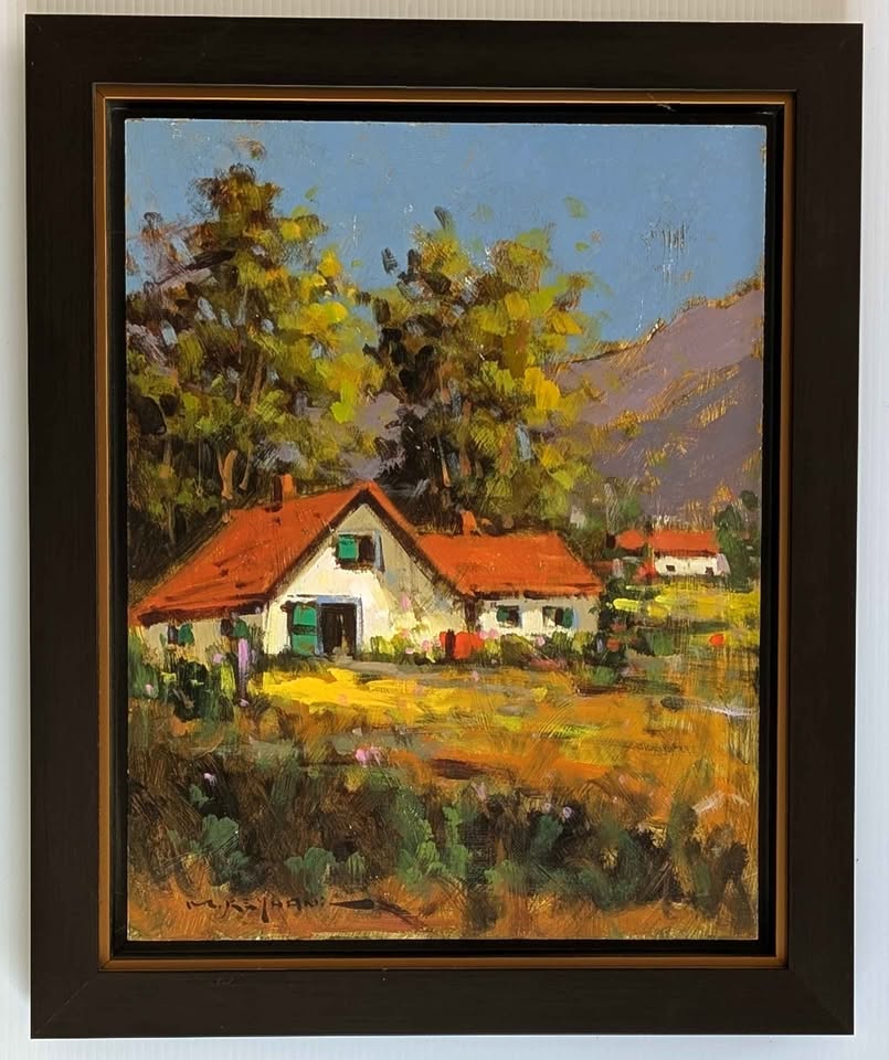 Mostafa Keyhani Original Oil Painting, Mountain Cottage