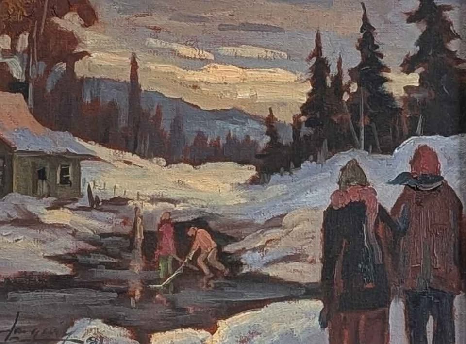 "Jeux D'Hiver" Claude Langevin, Original oil painting - Canadian Art!