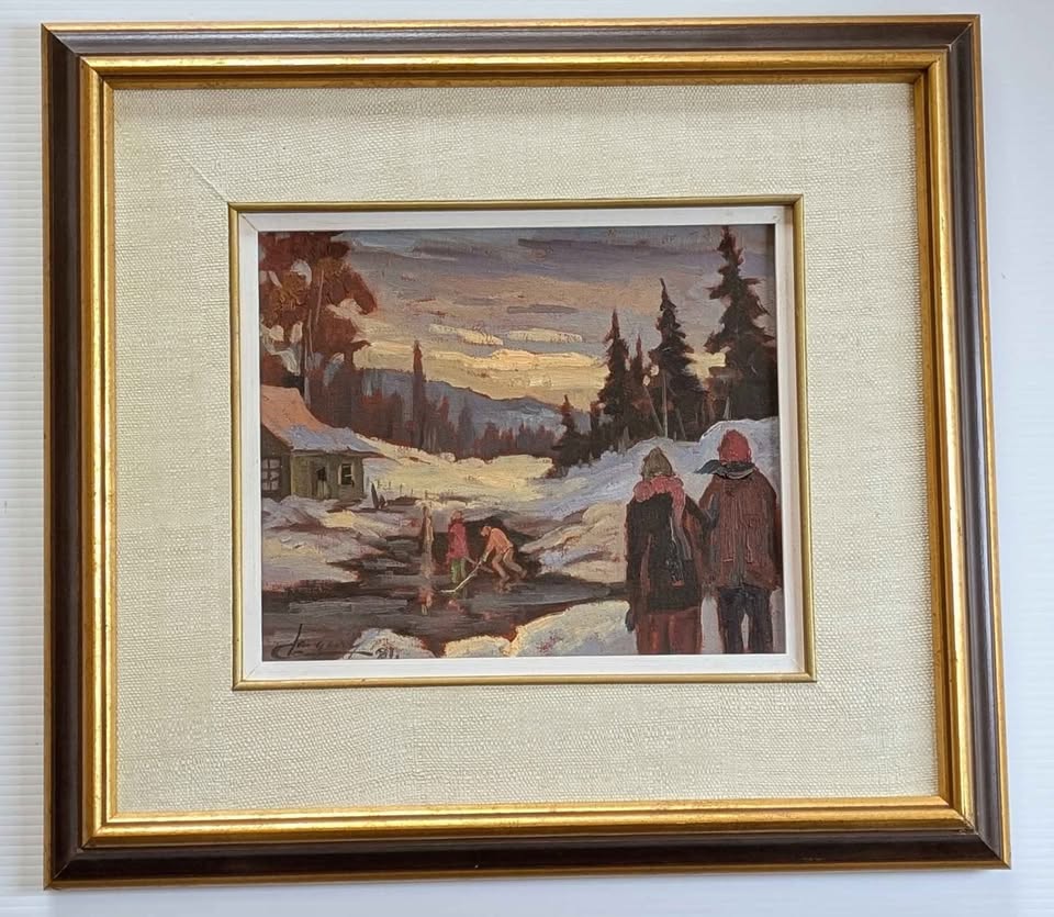 "Jeux D'Hiver" Claude Langevin, Original oil painting - Canadian Art!