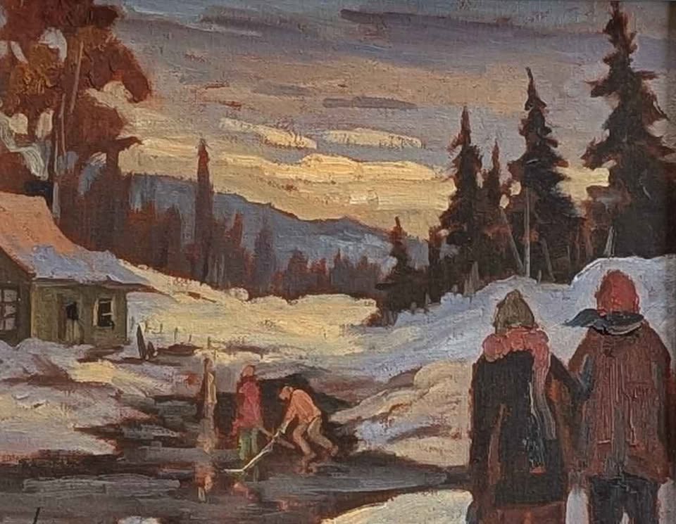 "Jeux D'Hiver" Claude Langevin, Original oil painting - Canadian Art!