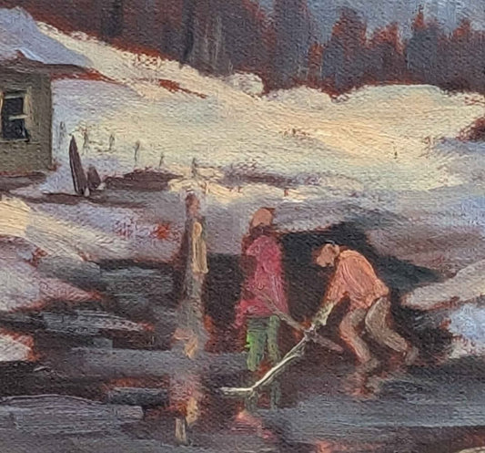 "Jeux D'Hiver" Claude Langevin, Original oil painting - Canadian Art!