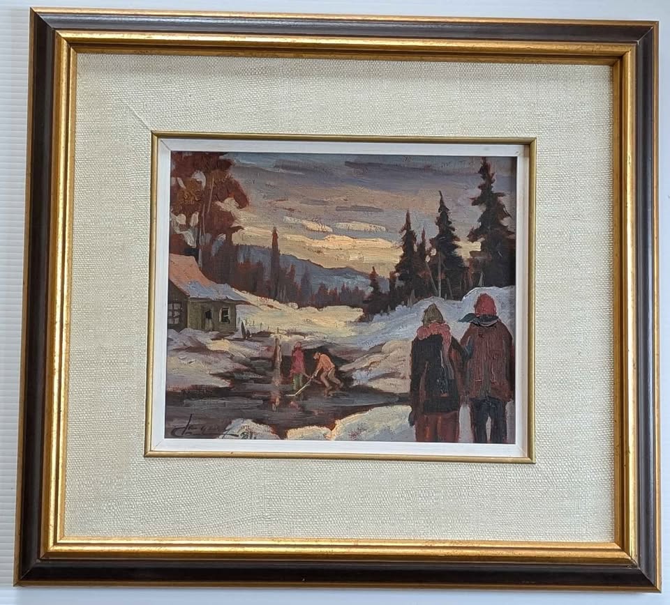 "Jeux D'Hiver" Claude Langevin, Original oil painting - Canadian Art!