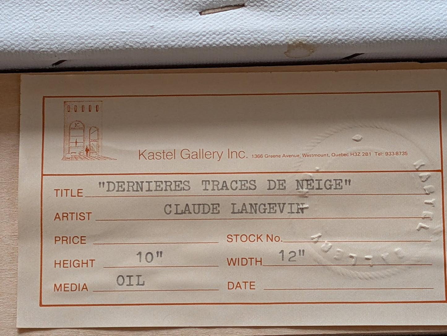 Claude Langevin Oil painting, "Dernierres Traces De Neige"- Canadian Art