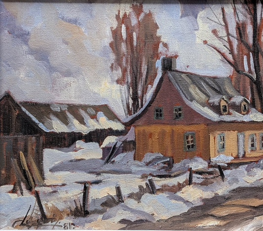 Claude Langevin Oil painting, "La Maison Jaune, Piedmont" - Canadian Art!