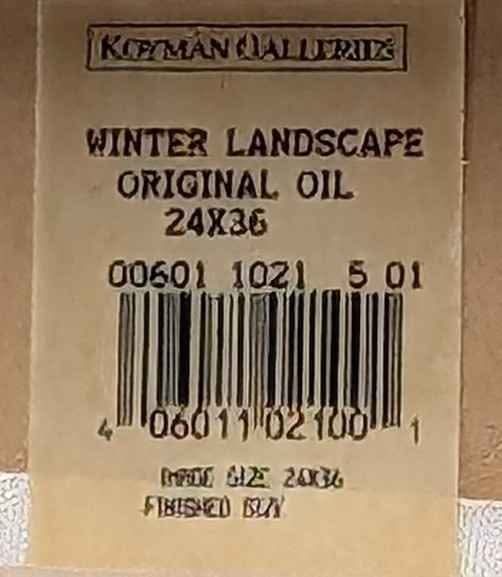 Large Winter Landscape Painting in Gallery Wood Frame