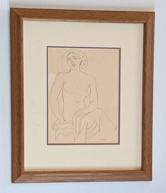 Antique French Sketch Female Study, Signed A LHOTE