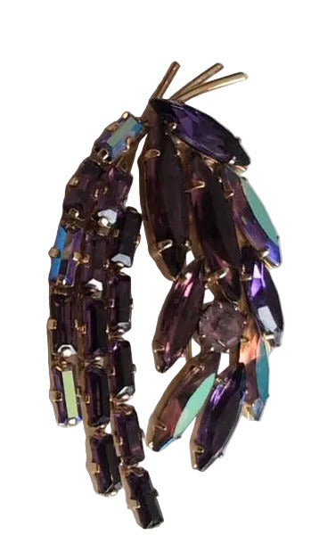 Vintage Purple & Pink  Aurora Borealis Crystal Brooch