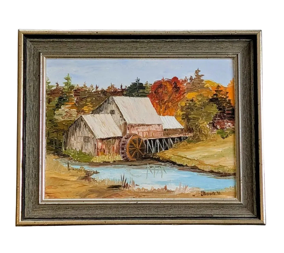 "Mably Mill" Vintage Oil Painting, Signed Bowie & dated 1974