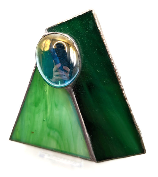 Pre-Loved Unique Artisan Modernist Stained Art Glass Brooch