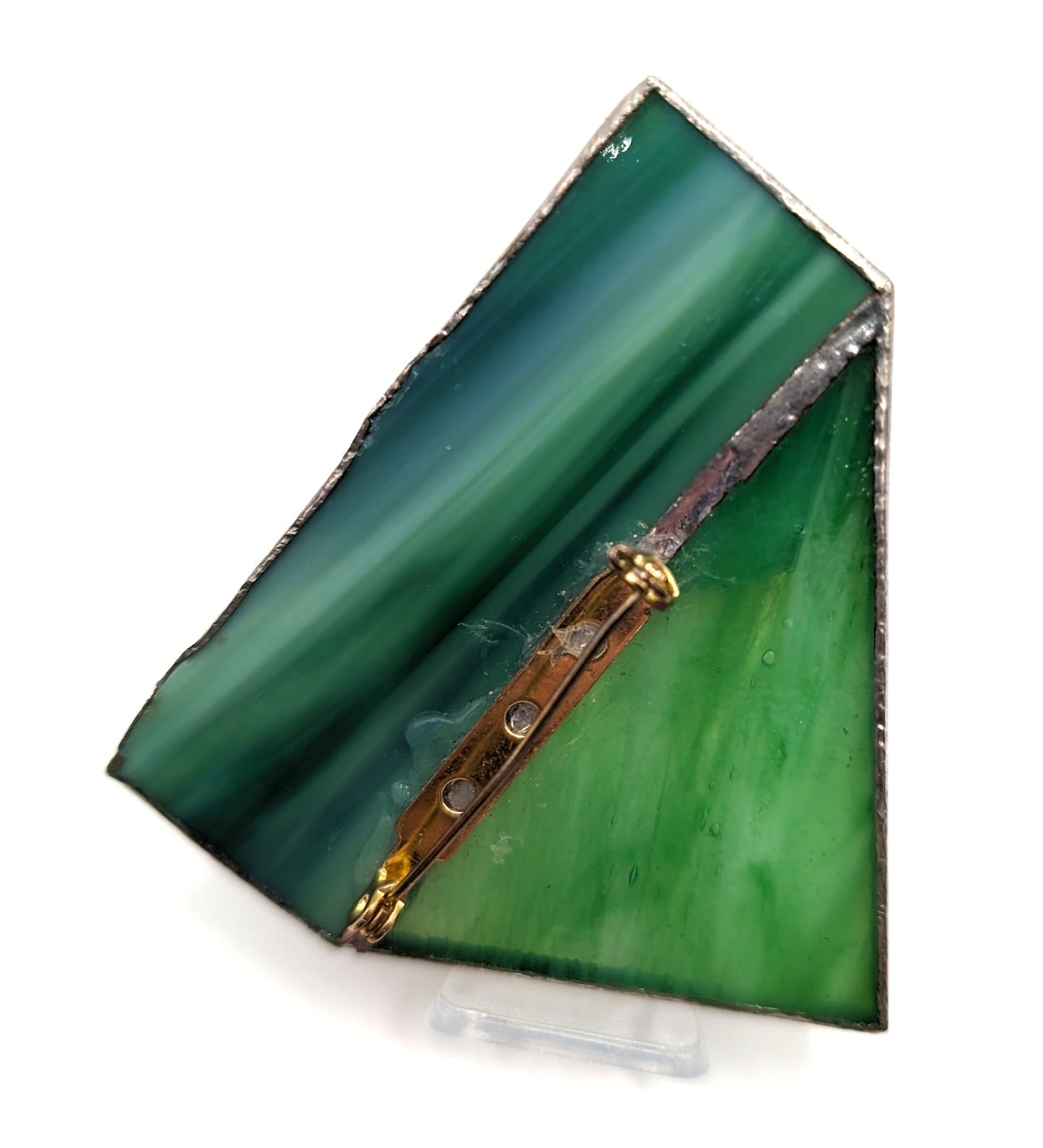Pre-Loved Unique Artisan Modernist Stained Art Glass Brooch