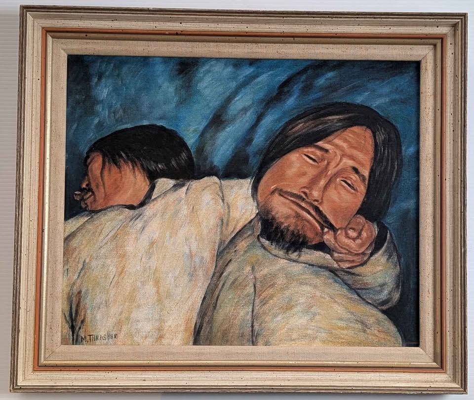 Mona Thrasher, Vintage Painting in Original Wood Frame - Northern Canadian Art