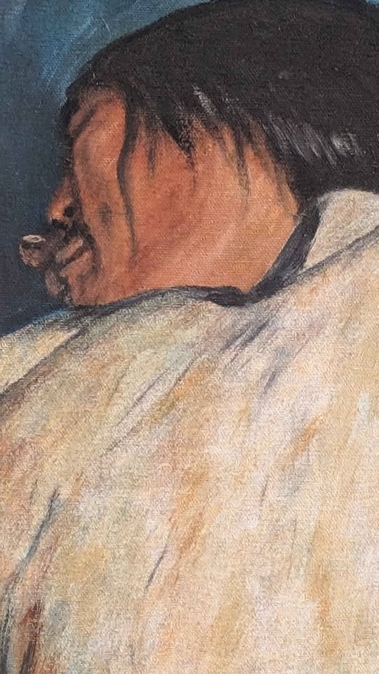 Mona Thrasher, Vintage Painting in Original Wood Frame - Northern Canadian Art